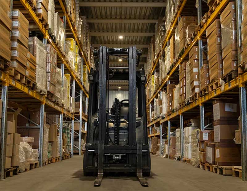 a view of full services storage and cardboard boxes kept