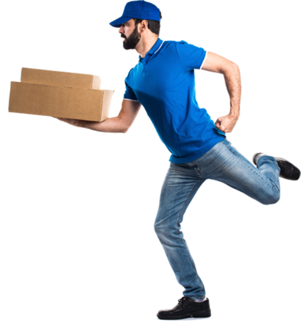 relocation expert standing holding a cardboard box